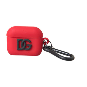 Dolce &amp; Gabbana Red Silicone Rubber Logo Embossed Airpods Case