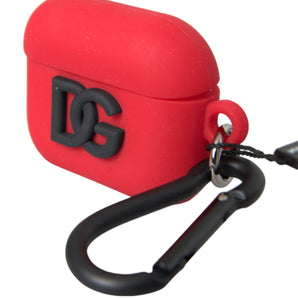 Dolce &amp; Gabbana Red Silicone Rubber Logo Embossed Airpods Case