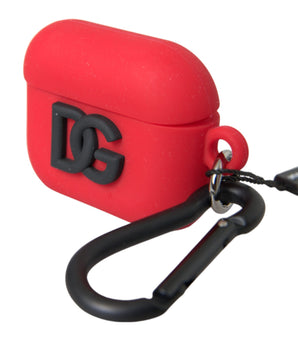 Dolce &amp; Gabbana Funda para Airpods con logo en relieve de goma de silicona roja