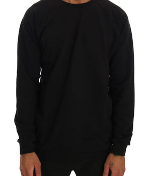 Daniele Alessandrini Elegant Black Cotton Crewneck Sweater Daniele Alessandrini 