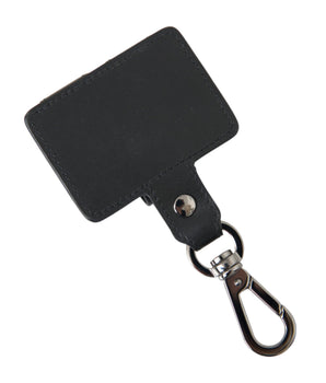 Dolce &amp; Gabbana Funda para Airpods de metal plateado de cuero liso negro