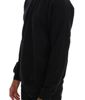 Daniele Alessandrini Elegant Black Cotton Crewneck Sweater Daniele Alessandrini 