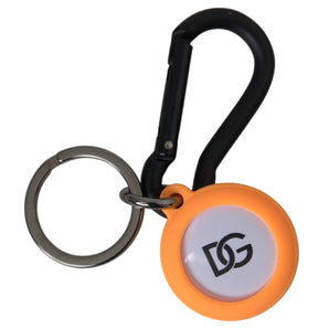 Dolce & Gabbana Orange Rubber DG Logo Round Brass Metal Keyring Keychain