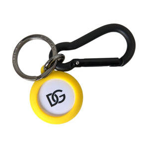 Dolce & Gabbana Yellow Rubber DG Logo Round Brass Metal Keyring Keychain