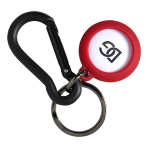 Dolce & Gabbana Red Rubber DG Logo Round Metal Brass Keyring Keychain