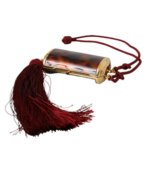 Dolce &amp; Gabbana Bolso porta maquillaje con borlas y espejo mini de leopardo marrón