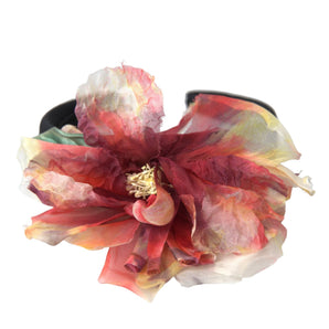 Dolce & Gabbana Rose Pink Silk Floral Black Tiara Women Hairband Diadem