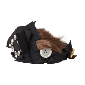 Dolce & Gabbana Black Crystal Button Brown Hair Women Headband Diadem