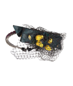Dolce & Gabbana Black Lemons Sicily Purple Crystal Net Headband Diadem