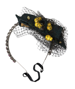 Dolce & Gabbana Black Lemons Sicily Purple Crystal Net Headband Diadem