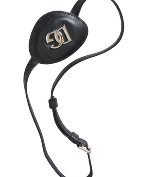 Dolce & Gabbana Black Calfskin Leather Metal DG Logo Eye Patch