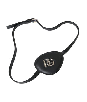 Dolce & Gabbana Black Calfskin Leather Metal DG Logo Eye Patch