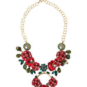 Collar con colgante de pétalos de rosa y cristales de Dolce &amp; Gabbana con cadena de eslabones de latón dorado