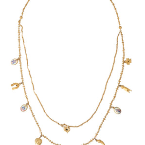 Dolce & Gabbana Gold Tone Chain Brass Charm Statement Sicily Necklace