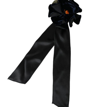 Dolce & Gabbana Black Silk Gold Brass Floral Hair Pin Brooch