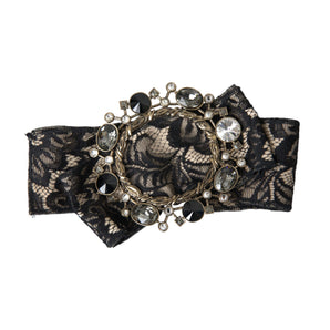 Dolce & Gabbana Black Lace Crystal Handmade Brooch Hair Pin