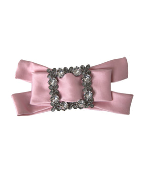 Dolce & Gabbana Pink Satin Crystal Jewelry Brooch Hair Pin