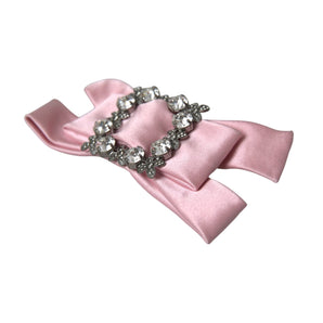 Dolce & Gabbana Pink Satin Crystal Jewelry Brooch Hair Pin