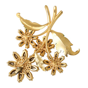 Dolce & Gabbana Gold Yellow Green Filigree Flower Crystals Brooch Pin