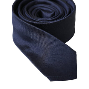 Dolce & Gabbana Blue Solid Silk Adjustable Tie Men