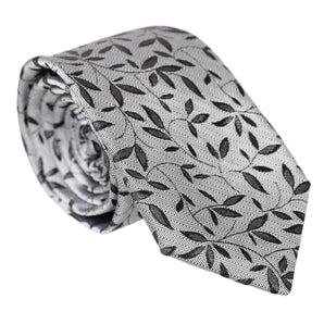 Dolce & Gabbana Gray Leaves 100% Silk Adjustable Tie