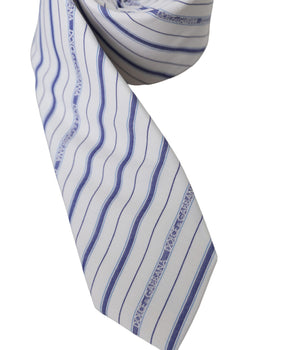 Corbata ajustable de seda con rayas blancas y azules de Dolce &amp; Gabbana