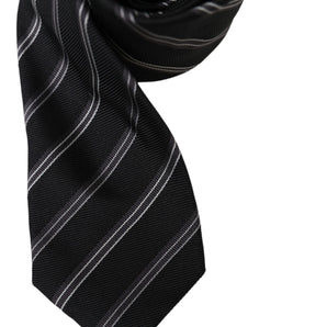 Dolce & Gabbana Black White Stripes Silk Adjustable Tie