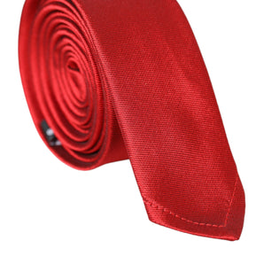 Dolce & Gabbana Red Solid Silk Adjustable Tie Men