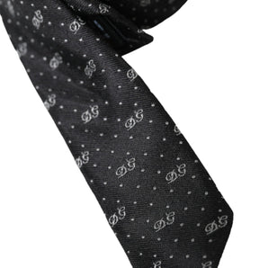 Dolce & Gabbana Black DG Logo 100% Silk Adjustable Tie