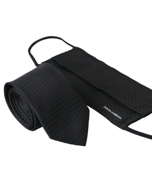 Dolce & Gabbana Black 100% Silk Adjustable Necktie Face Mask