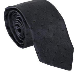 Dolce & Gabbana Dark Blue Dotted Silk Adjustable Tie