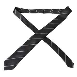 Dolce & Gabbana Black White Stripes Silk Adjustable Tie