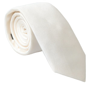 Dolce & Gabbana White Solid 100% Silk Adjustable Tie