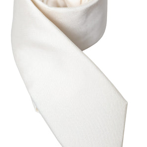 Dolce & Gabbana White Solid 100% Silk Adjustable Tie