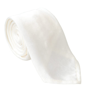 Dolce &amp; Gabbana White Silk Blend Adjustable Tie Men
