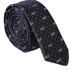 Dolce & Gabbana Blue DG Logo 100% Silk Adjustable Tie