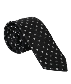 Dolce & Gabbana Black Logo Cotton Blend Adjustable Tie