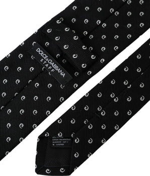 Dolce & Gabbana Black Logo Cotton Blend Adjustable Tie