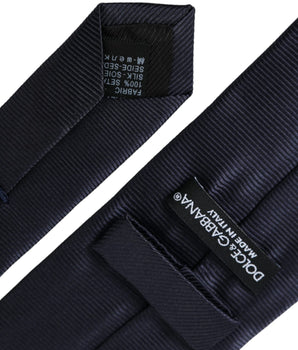 Dolce & Gabbana Blue Solid Silk Adjustable Tie Men