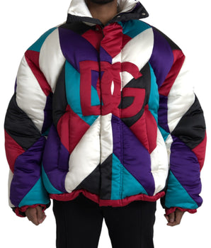 Dolce & Gabbana Multicolor Logo Windbreaker Puffer Jacket