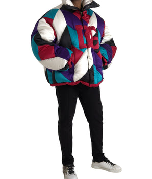 Dolce & Gabbana Multicolor Logo Windbreaker Puffer Jacket
