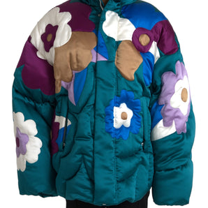 Dolce & Gabbana Multicolor Floral Windbreaker Puffer Jacket