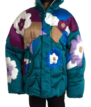 Dolce & Gabbana Multicolor Floral Windbreaker Puffer Jacket