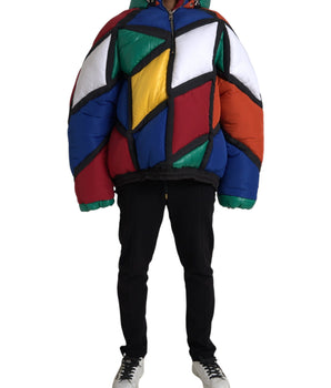 Dolce & Gabbana Multicolor Quilted Hooded Puffer Jacket