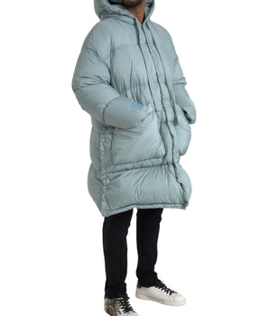 Dolce & Gabbana Light Blue Quilted Hooded Puffer Jacket Men