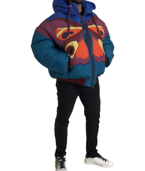 Dolce & Gabbana Multicolor Butterfly Hooded Puffer Jacket