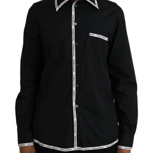 Dolce & Gabbana Black Collared Long Sleeve Cotton Casual Shirt