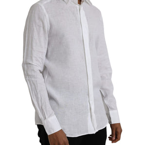 Dolce & Gabbana White Linen Long Sleeve Dress MARTINI Shirt