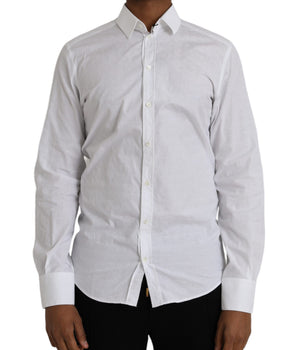 Dolce &amp; Gabbana Vestido de manga larga de algodón blanco Camisa ORO