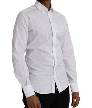 Dolce &amp; Gabbana Vestido de manga larga de algodón blanco Camisa ORO